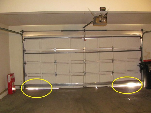 gap in a garage door